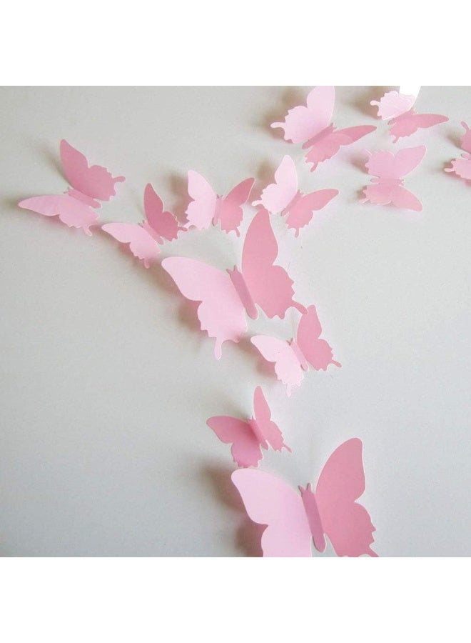 Trubetter 24pcs 3D Pink Butterfly Wall Stickers - Image 1